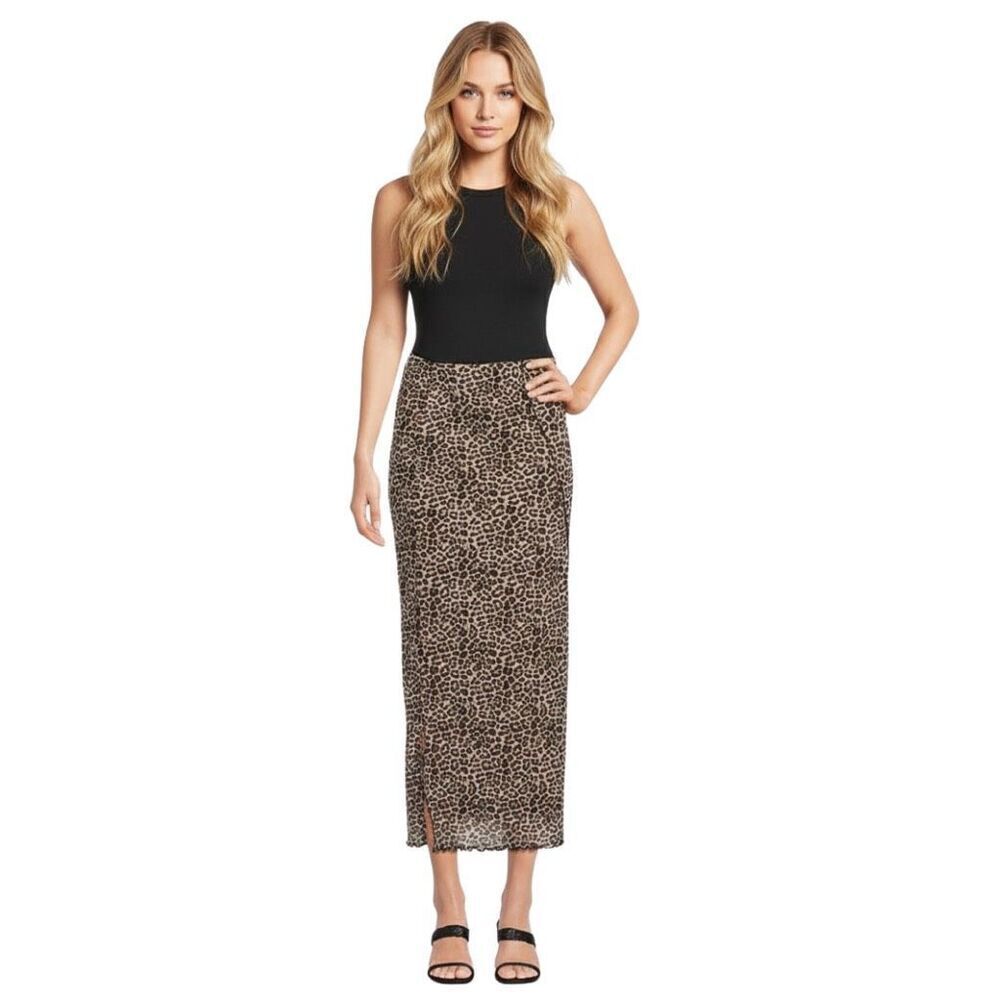 NWT Noisy May Steffi Leopard Print Sheath Midi Skirt Medium Animal Pencil